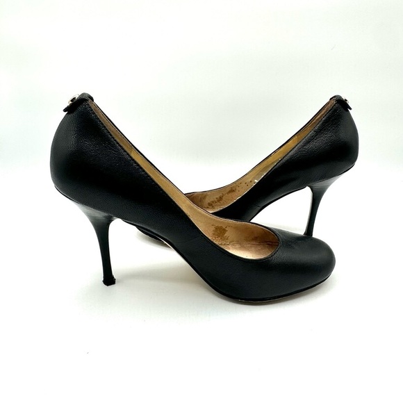 MICHEAL KORS BLACK LEATHER HEELS WOMAN SIZE 7 - Picture 8 of 13